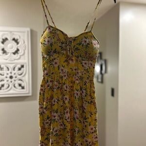 Chic Yellow Floral Mini Dress